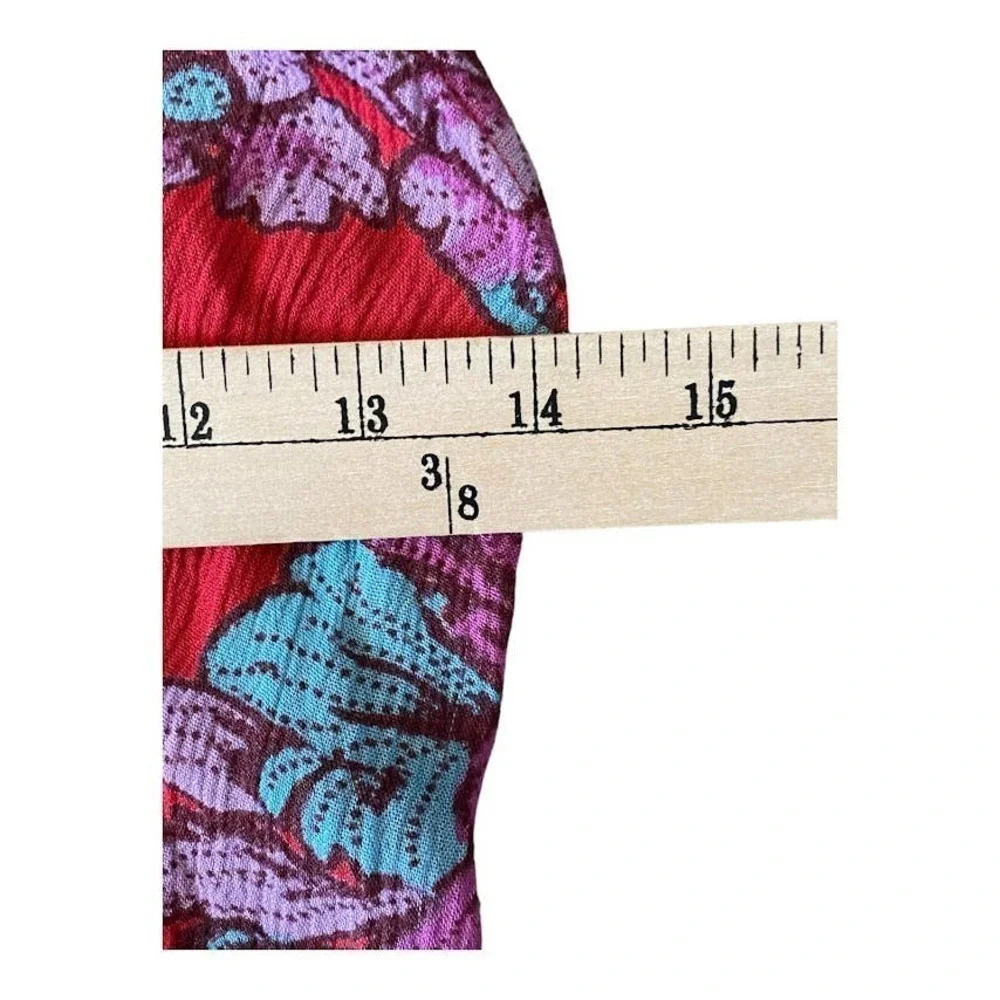 Free People Sleeveless High Neck Size XS Floral Mini Red 100% Viscose Relaxed - Picture 11 of 12